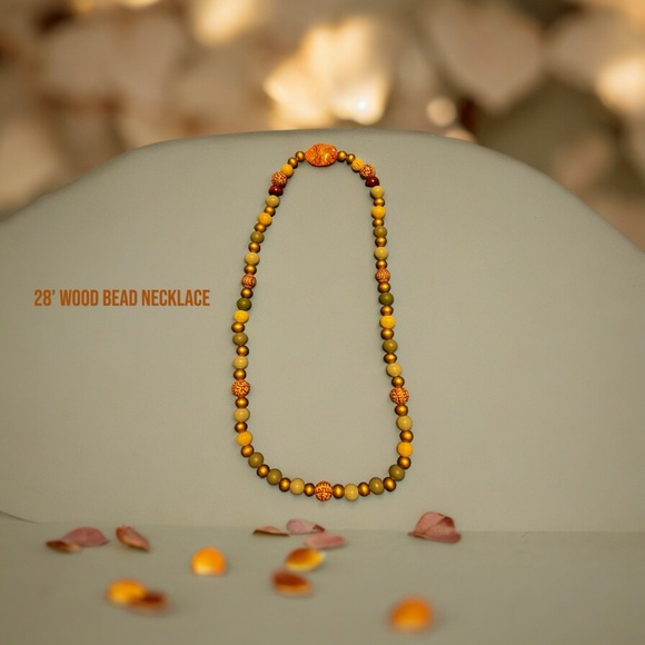 808Beads Jewelry - 28’ inch wood bead necklace